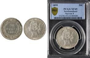 Nfld; 1899 50¢ "Narrow 9" PCGS Choice Extra Fine-45 Brilliant and Lustrous Estimate: 400 - AND UP CAD