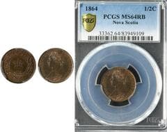 N.S. 1864 1/2¢ PCGS Choice Mint State-64RB Estimate: 450 - AND UP CAD