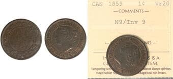 1859 1¢ "Narrow 9/Inverted 9" ICCS Very Fine-20 Estimate: 400 - AND UP CAD