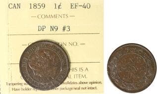 1859 1¢ "DPN9 #3" ICCS Extra Fine-40 - PC59-228;74+P12a. Rarity 4. Estimate: 400 - AND UP CAD