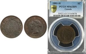 1881H 1¢ "Obv.1a/" PCGS Choice Mint State-63BN - The issue is notably elusive in Mint State, and the Obverse 1a die...