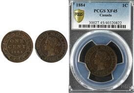 1884 1¢ "Obverse 1" - PCGS Choice Extra Fine-45 Estimate: 500 - AND UP CAD