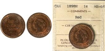 1898H 1¢ ICCS Choice Mint State-64 Red Estimate: 750 - AND UP CAD