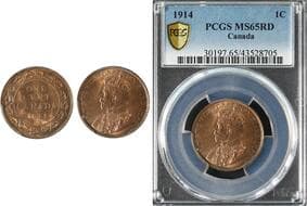 1914 1¢ PCGS Gem Mint State-65 Red - 90% lustre Estimate: 550 - AND UP CAD