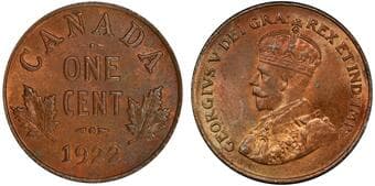 1922 1¢ PCGS Choice Mint State-64BN. A desirable key-date example in Mint State, housed and certified by PCGS at the...