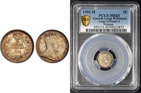 1902H 5¢ "Large H / Small H" PCGS Gem Mint State-65. A highly appealing example of this scarce and sought-after...