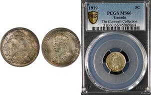 1919 5¢ PCGS Superb Gem Mint State-66 - Light champagne tone over full brilliance. Ex. Cornwell Collection. ...