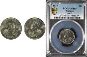 1929 5¢ "Near S" PCGS Gem Mint State-65. Well-struck example with eight full beads clearly visible. Superb, original...
