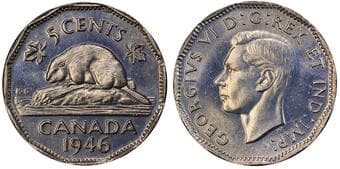 1946 5¢ "6 RE-ENG" PCGS Gem Mint State-65. The combination of strong preservation and a recognized but...