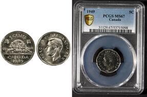 1949 5¢ PCGS Superb Gem Mint State-67 - Well struck with outstanding mint luster and clean, attractive surfaces. This...
