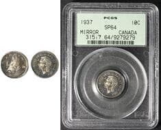 1937 10¢ PCGS SP64 - "Mirror". Deeply reflective, mirror-like fields throughout with strong eye appeal. Estimate:...