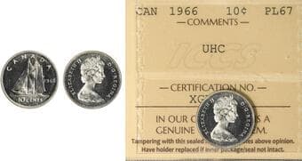 1966 10¢ ICCS PL67 Ultra Heavy Cameo. A superb and attractive example. Estimate: 100 - AND UP CAD