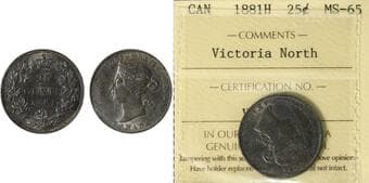1881H 25¢ ICCS Gem Mint State-65 - Attractive, original toning with full, vibrant lustre throughout. A sharply struck...