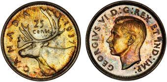1937 25¢ PCGS Superb Gem Specimen-66 - An exceptional Specimen striking displaying breathtaking rainbow toning across...