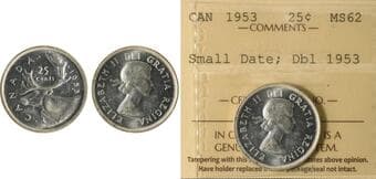 1953 25¢ "Small Date; Dbl 1953" ICCS Choice Mint State-62. Fully Brilliant and Lustrous example . Estimate: 200 -...
