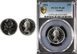 1964 25¢ PCGS Splendid Gem Proof-Like-68 Ultra Heavy Cameo. Intense reflective, blast-white fields that border on...