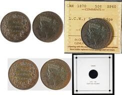 1870 50¢ "LCW" ICCS SPECIMEN-60 - Plain Edge - Richly toned example displaying attractive reflective surfaces...