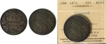 1871 50¢ ICCS Extra Fine-40 - Sharply struck and attractively toned example with strong underlying detail approaching...
