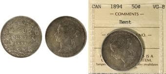 1894 50¢ ICCS Very Good-8 - This example shows honest circulation wear consistent with the grade, while retaining...