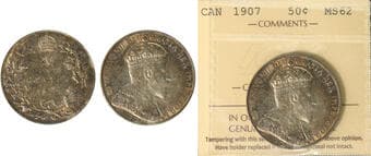 1907 50¢ ICCS Choice Mint State-62. Light golden and emerald toning with vibrant original lustre throughout....