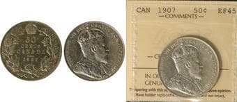 1907 50¢ ICCS Extra Fine-45. Lustrous example. Estimate: 700 - AND UP CAD