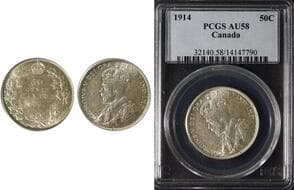 1914 50¢ PCGS Choice About Uncirculated-58. A brilliant, lustrous example with strong remaining mint bloom and...