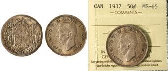 1937 50¢ ICCS Gem Mint State-65. Lightly toned with attractive original surfaces and strong lustre. A pleasing Gem...