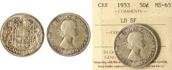 1953 50¢ "LD SF" ICCS Gem Mint State-65. The coin is further elevated by vibrant, attractive pink toning that...