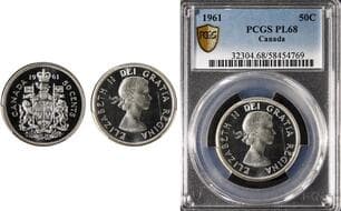 1961 50¢ PCGS Splendid Gem Proof-Like-68. A superbly preserved example exhibiting extraordinary mirrored fields and...