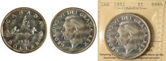 1951 $1 "SWL" ICCS Gem Specimen-65. This coin exhibits deeply reflective, mirror-like fields consistent with specimen...