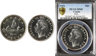 1952 $1 "SWL" PCGS Gem Specimen-65. Subtle russet toning is present, adding warmth and character without detracting...