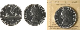 1957 $1 ICCS Superb Gem Proof-Like-66 Cameo. Fully brilliant with great reflective surfaces. Estimate: 400 - AND UP...