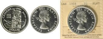 1958 $1 ICCS Superb Gem Proof-Like-67 Heavy Cameo. A superb example exhibiting deeply mirrored, glass-like fields with...