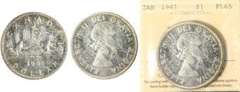 1961 $1 "Arrowhead" ICCS Gem Proof-Like-65. An incredibly scarce proof-like arrowhead variety, undoubtedly one of only...