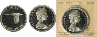 1967 $1 ICCS Splendid Gem Specimen-68 Ultra Heavy Cameo. Fully brilliant specimen exhibiting exceptional prooflike...