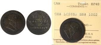LC-58B, Breton 1002 ICCS EF40. A scarce and highly collectible token, seldom encountered in such a well-preserved...
