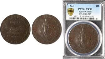 UC-3; Breton -717 PCGS VF30 - TWO PENNY; Leslie & Sons. Superb example with nice chocoltae bron colour. Problem free ...