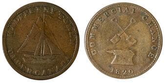 UC-9A4, Breton 727, Commercial change 1820 - Scarce. Very rusted obverse die varoety. Very Fine. Estimate: 100 -...