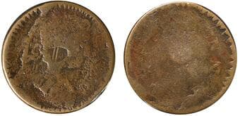 BL-41, WO 24 (R5) A NICE F-VF. A scarce example of the Rising Sun Tavern issue, catalogued as Wood 24 and rated R5...