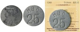 Hudson's Bay Company Eastern Arctic HBC 25 (Cents) circa.1946-1962 Gingras 285b aluminum ICCS EF40 Estimate: 50 - AND...