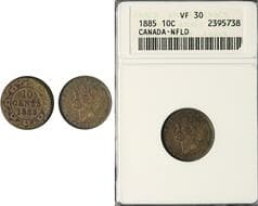 Nfld 1885 10¢ ANACS VF30, light greyish tones. Estimate: 900 - AND UP CAD