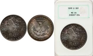 USA; 1899-O $1 NGC MS64. Great and Attractive eye appeal. Estimate: 200 - AND UP CAD