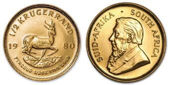 Krugerrand 1980 1/2oz Gold Uncirculated coin. Estimate: 3000 - AND UP CAD