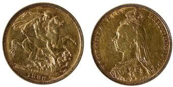 Great Britain; 1889 Gold Sovereign. VF circulated issue. Estimate: 1200 - AND UP CAD