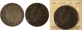 Mexico; 1801Mo 8 Reales ICCS EF40 - FT; KM3109 Estimate: 200 - AND UP CAD