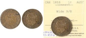 1859 1¢ "Wide 9/8 ICCS AU50 "Turner OH1-RD4" Estimate: 200 - AND UP CAD