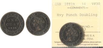1881H 1¢ ICCS VF30 "Heavy Punch Doubling" Estimate: 20 - AND UP CAD