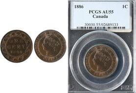 1886 1¢ "Double Punch 6" - PCGS AU55 Estimate: 100 - AND UP CAD