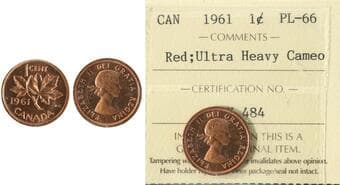 1961 1¢ ICCS PL66 Ultra Heavy cameo Estimate: 100 - AND UP CAD