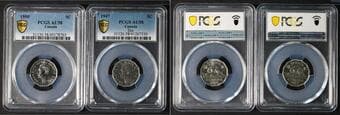 1947 5¢ "Dot" & 1950. Both coins PCGS AU58 Estimate: 200 - AND UP CAD